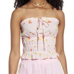 NWT Nordstrom’s BP Smocked Tube Top Pink Floral Size S 🔥 Vacation Concert